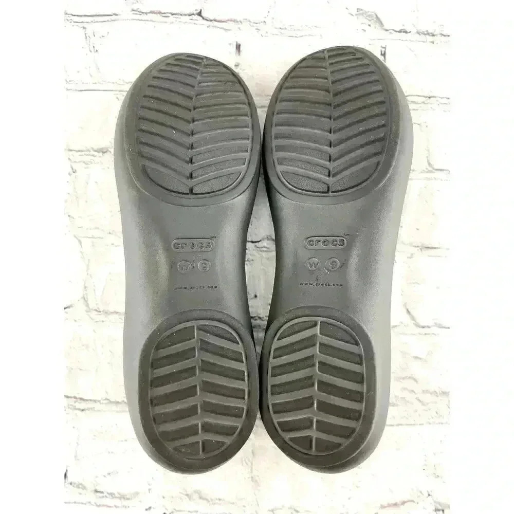 CROCS Gray‎ Flats Iconic Comforts Slip On Shoes Sz 9 - Picture 4 of 9